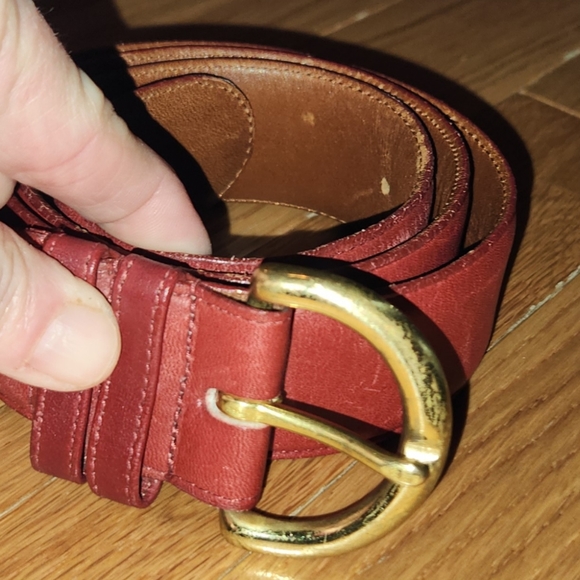 VINTAGE COACH RED LEATHER BELT SIZE LARGE 35-36" - Picture 7 of 16